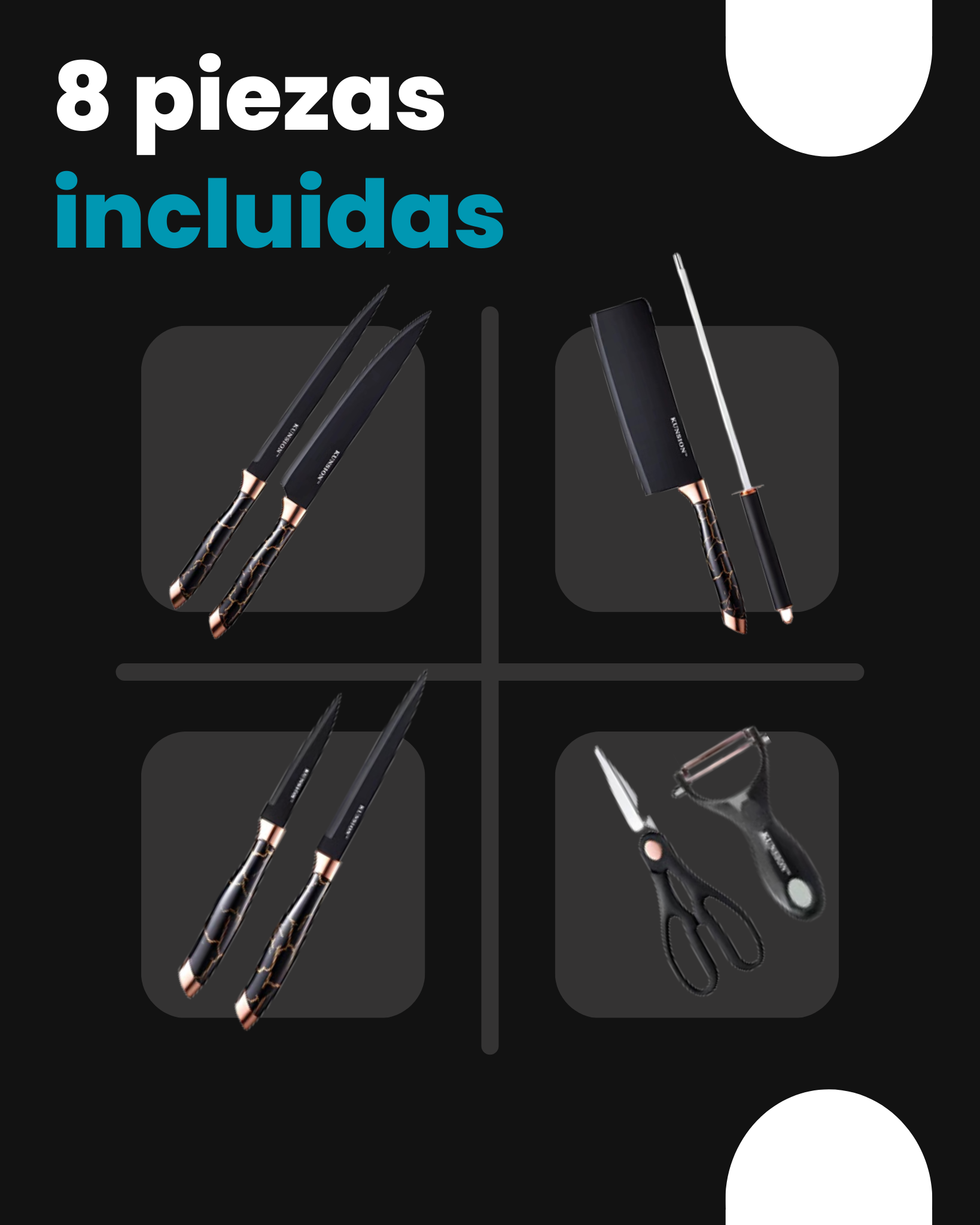 Kit de Facas Premium de Cocina Marmolado ✨