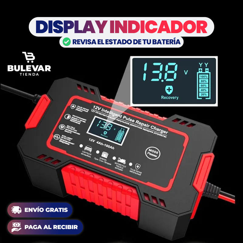 Cargador de Bateria Carro y Moto | Evita quedarte varado