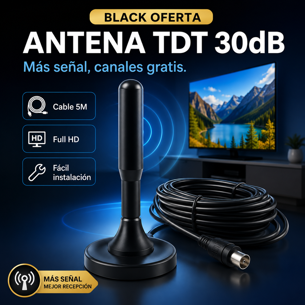 🔥 OFERTA EXPLOSIVA: Antena TDT 30dB — Mejora tu Señal y Mira Canales Gratis